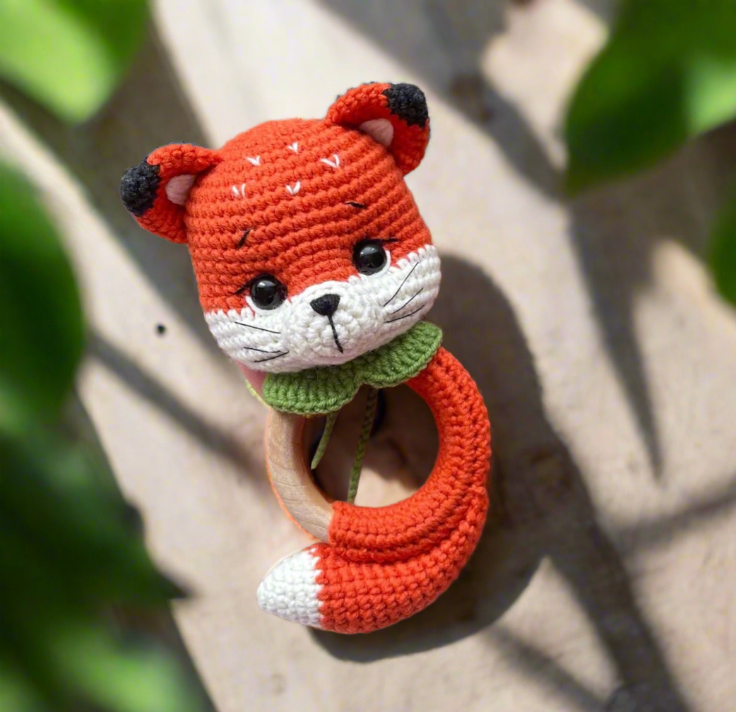 Crochet Fox Rattle Toy