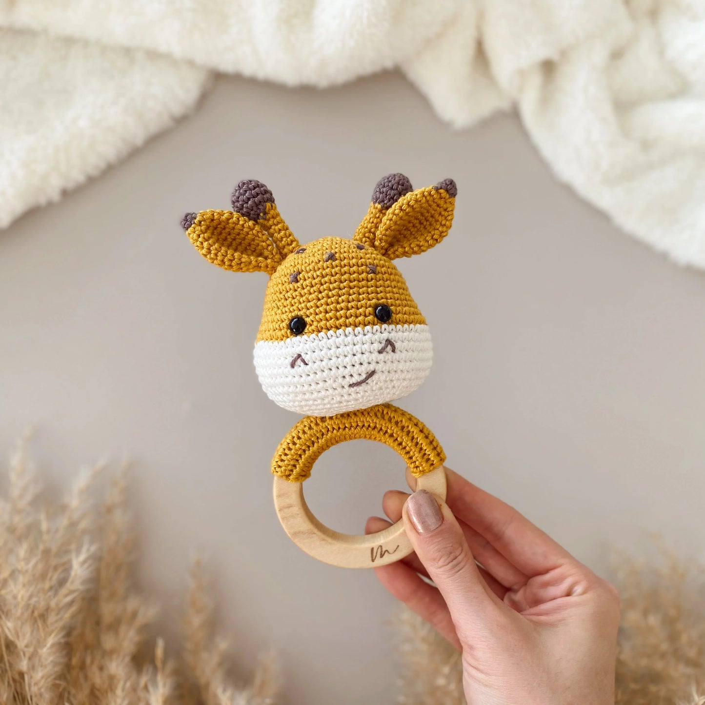 Crochet Newborn Sleeping Mate Giraffe Toy Gift Set (4pc)