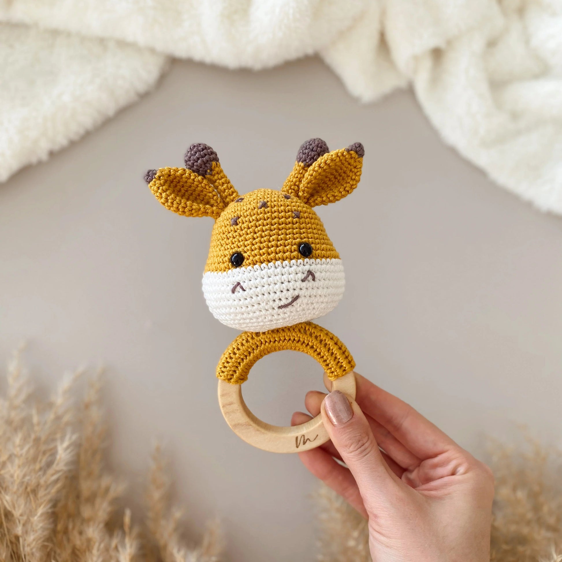 Crochet Newborn Sleeping Mate Giraffe Toy Gift Set (4pc)