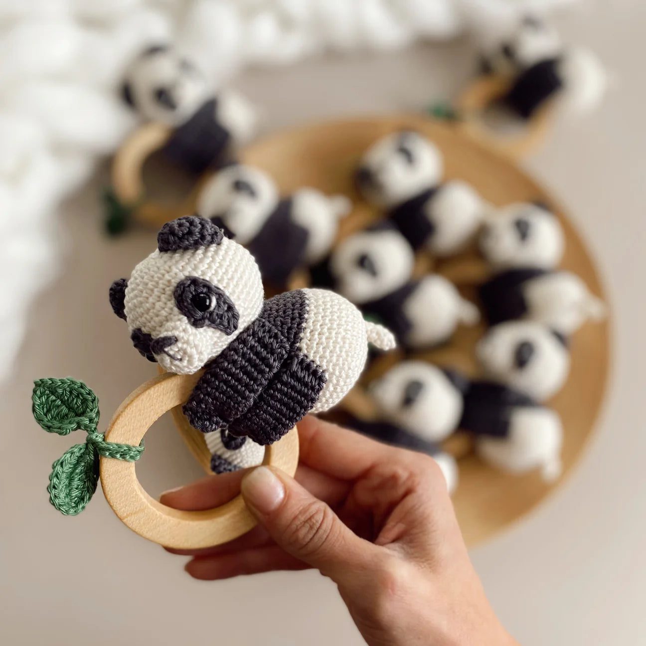 Crochet Panda Rattle Toy