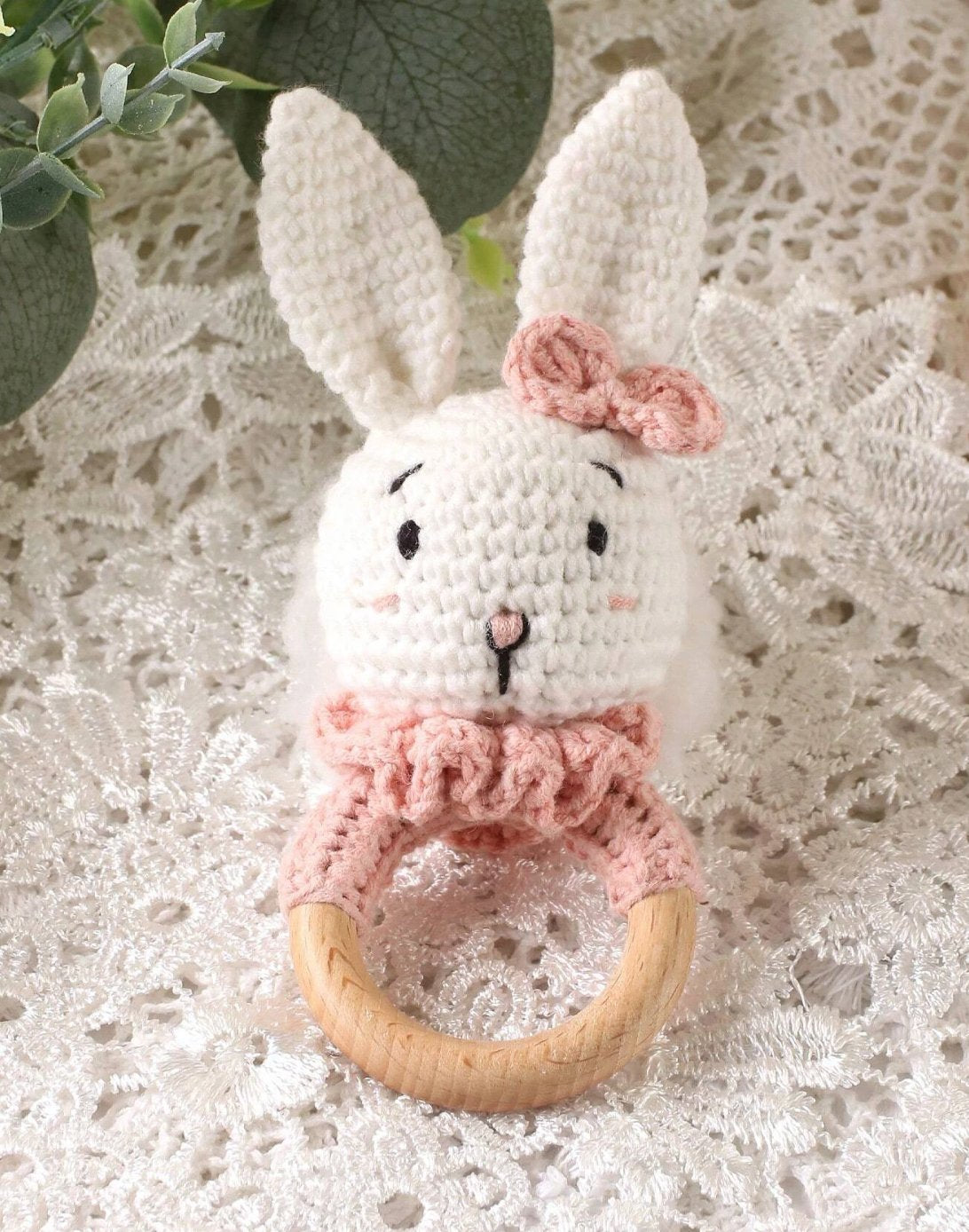 Crochet Bunny Rattle Toy