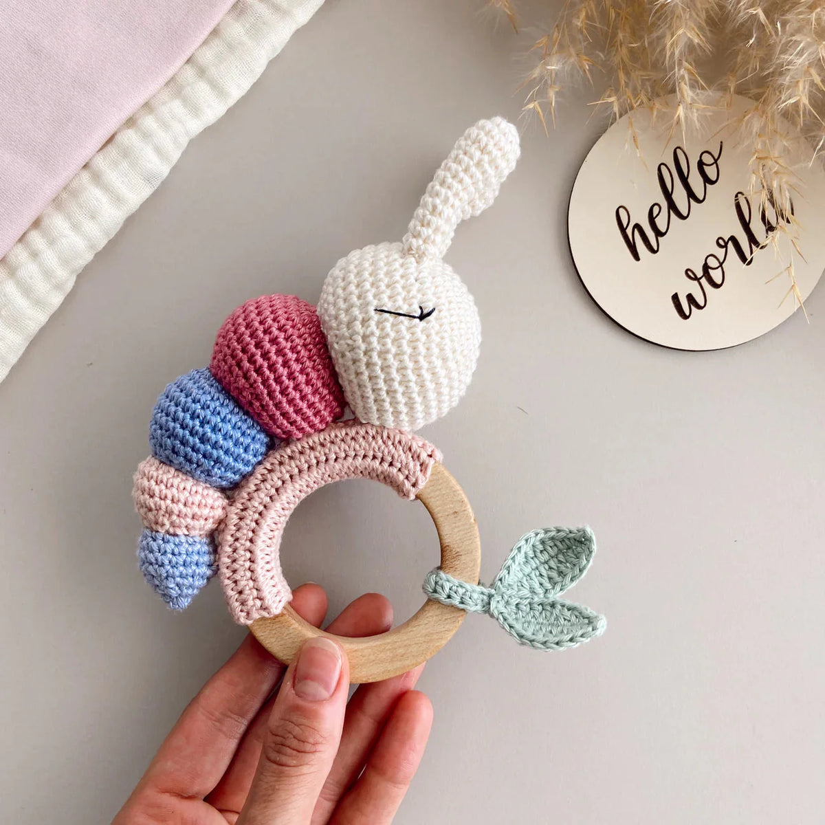 Crochet Rattle Toy Caterpillar
