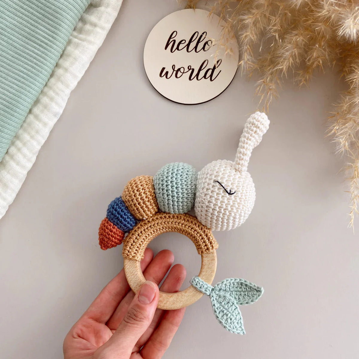 Crochet Rattle Toy Caterpillar