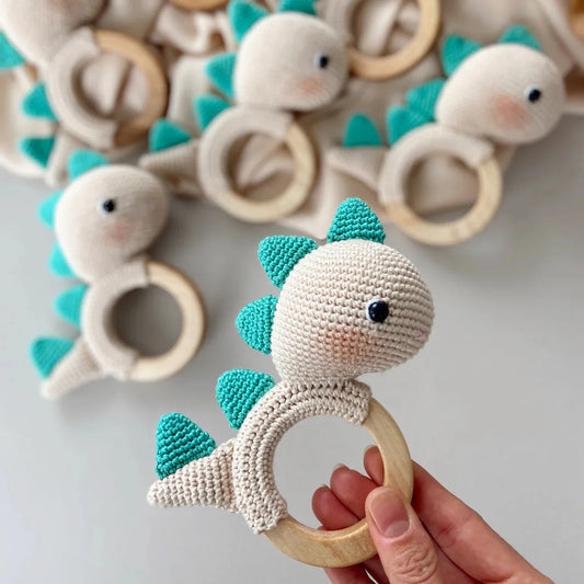 Crochet Rattle Toy Dino