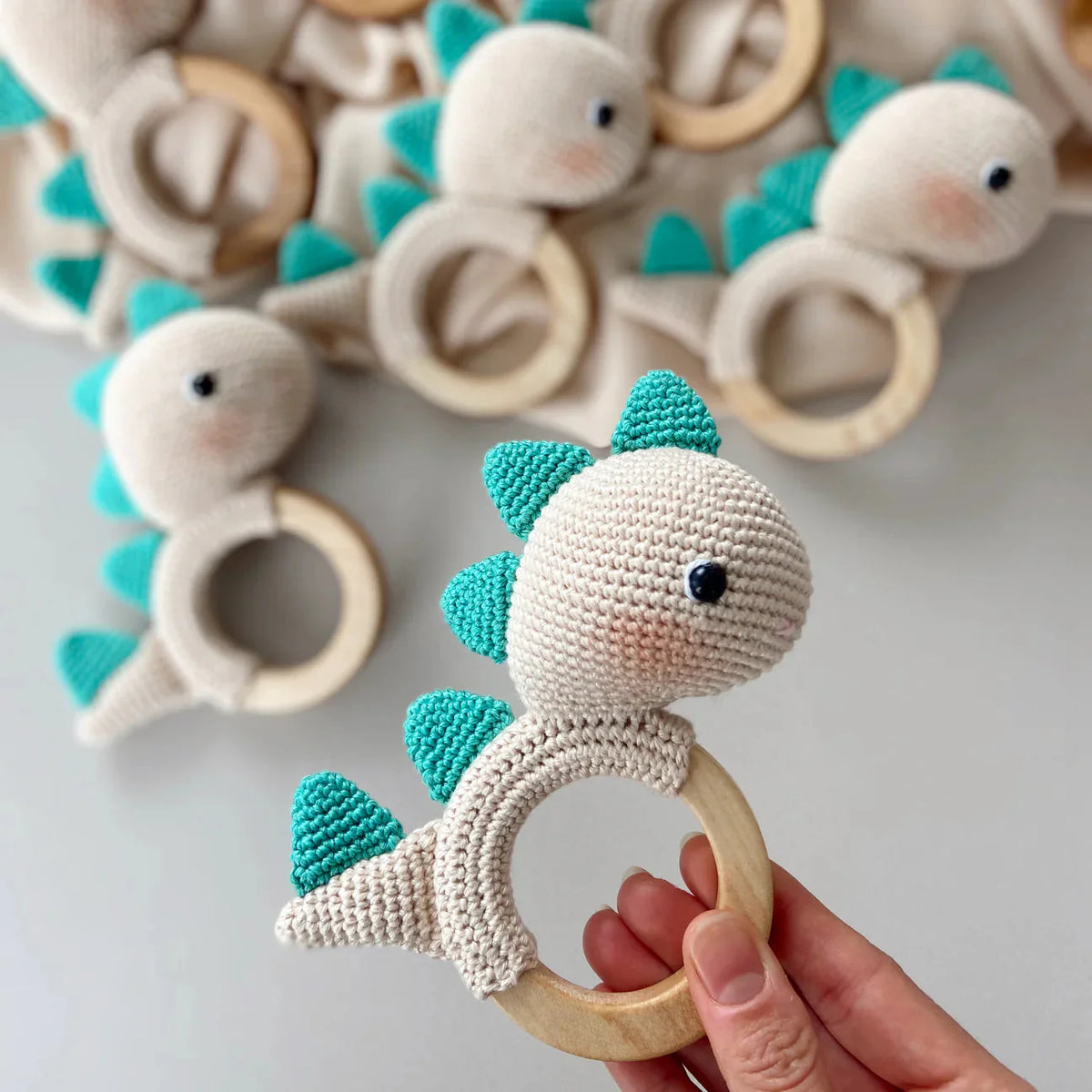 Crochet Rattle Toy Dino