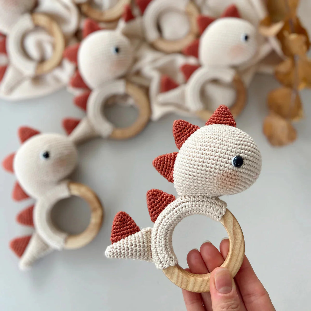 Crochet Rattle Toy Dino