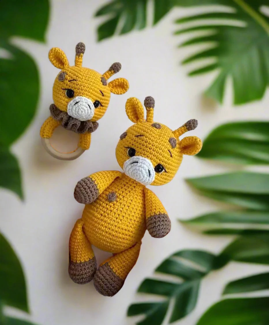 Handmade Crochet Toy Set Giraffe 2pc
