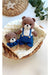 Handmade Crochet Toy Set Teddy Bear in Blue Jumpsuit 2pc