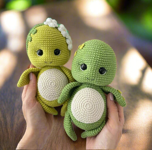 Crochet Turtle Duo – 2 Handmade Plush Toys for Kids
