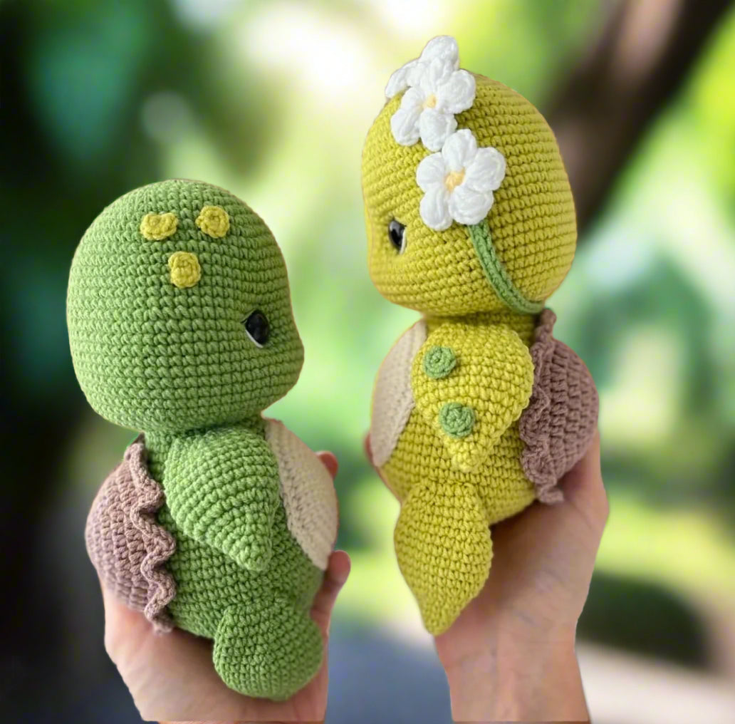 Crochet Turtle Duo – 2 Handmade Plush Toys for Kids