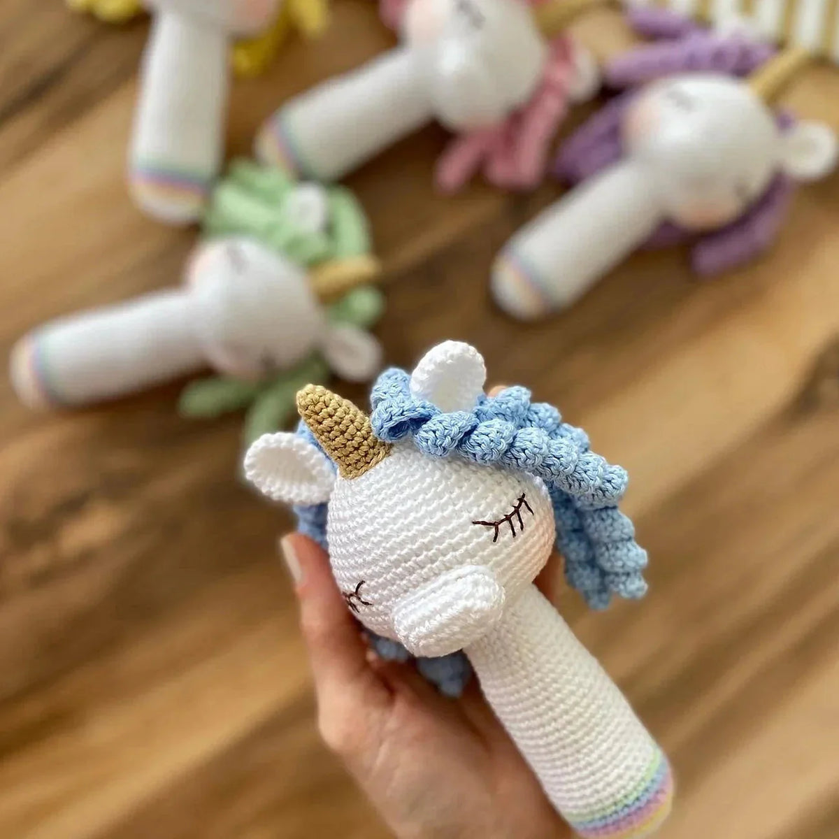 Crochet Unicorn Rattle Toy