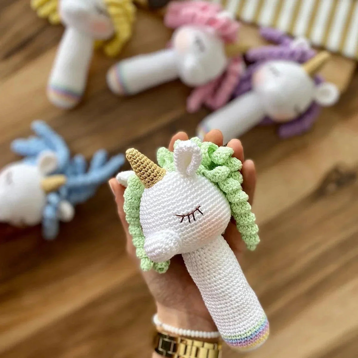 Crochet Unicorn Rattle Toy