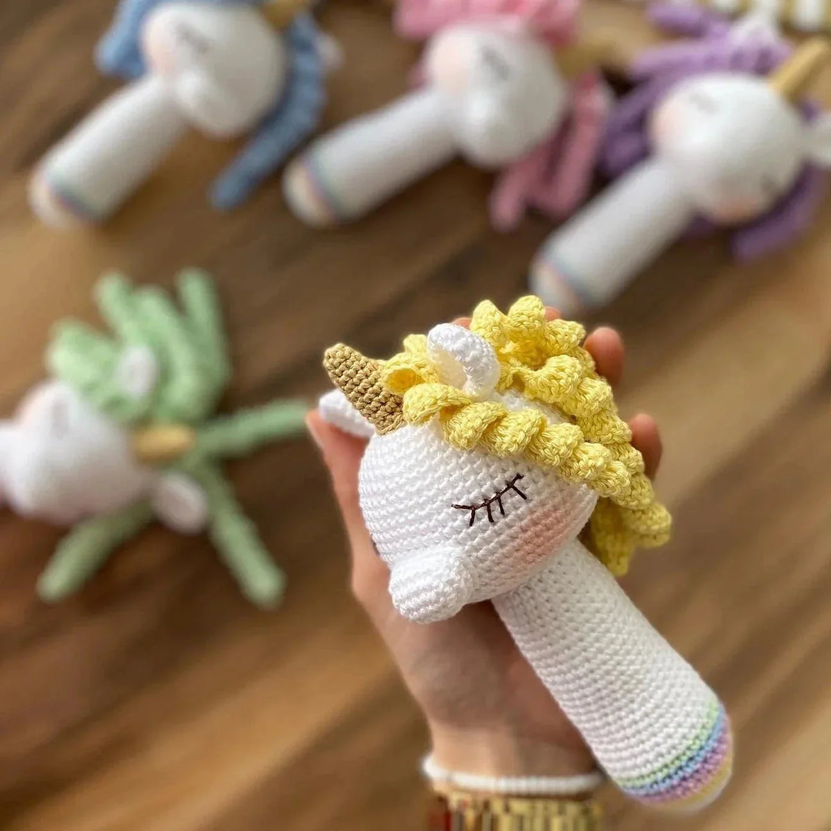 Crochet Unicorn Rattle Toy