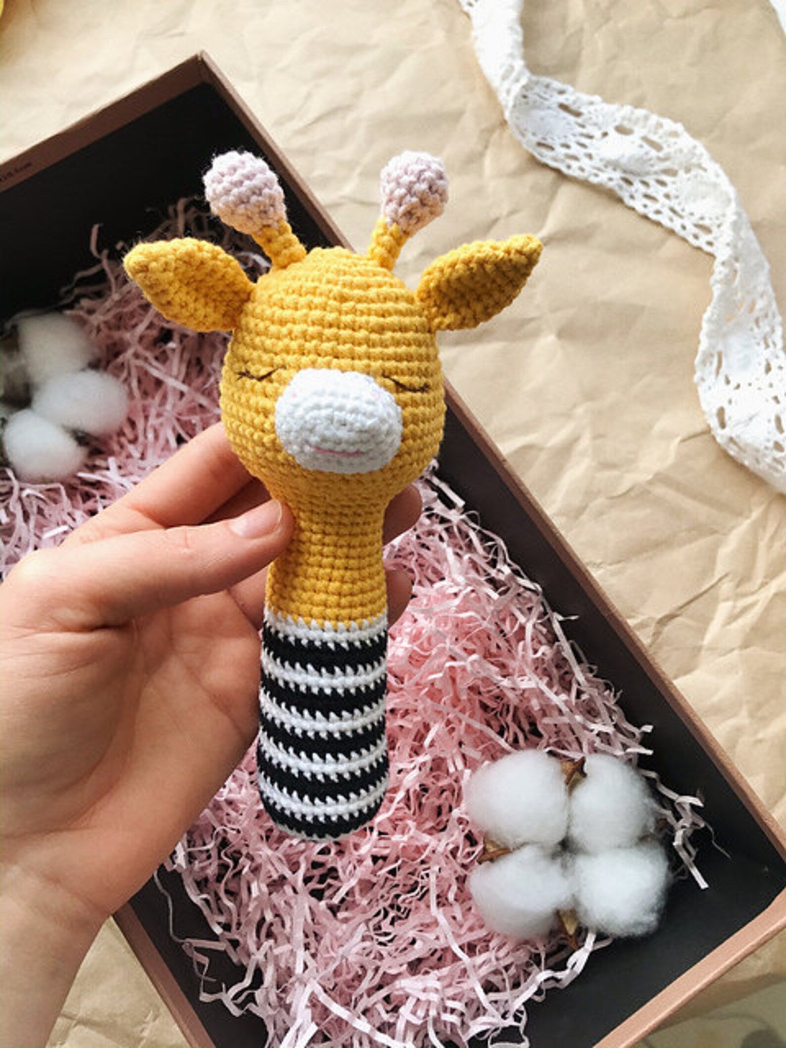 Crochet Unicorn and Giraffes Rattle Toy Set 3pc