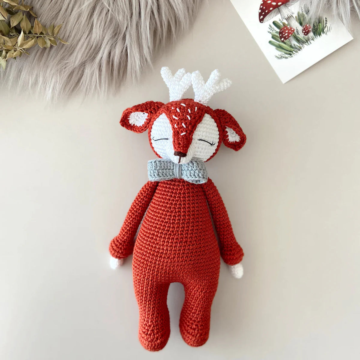 Handmade Crochet Baby Reindeer Toy Gift Set (3pc)