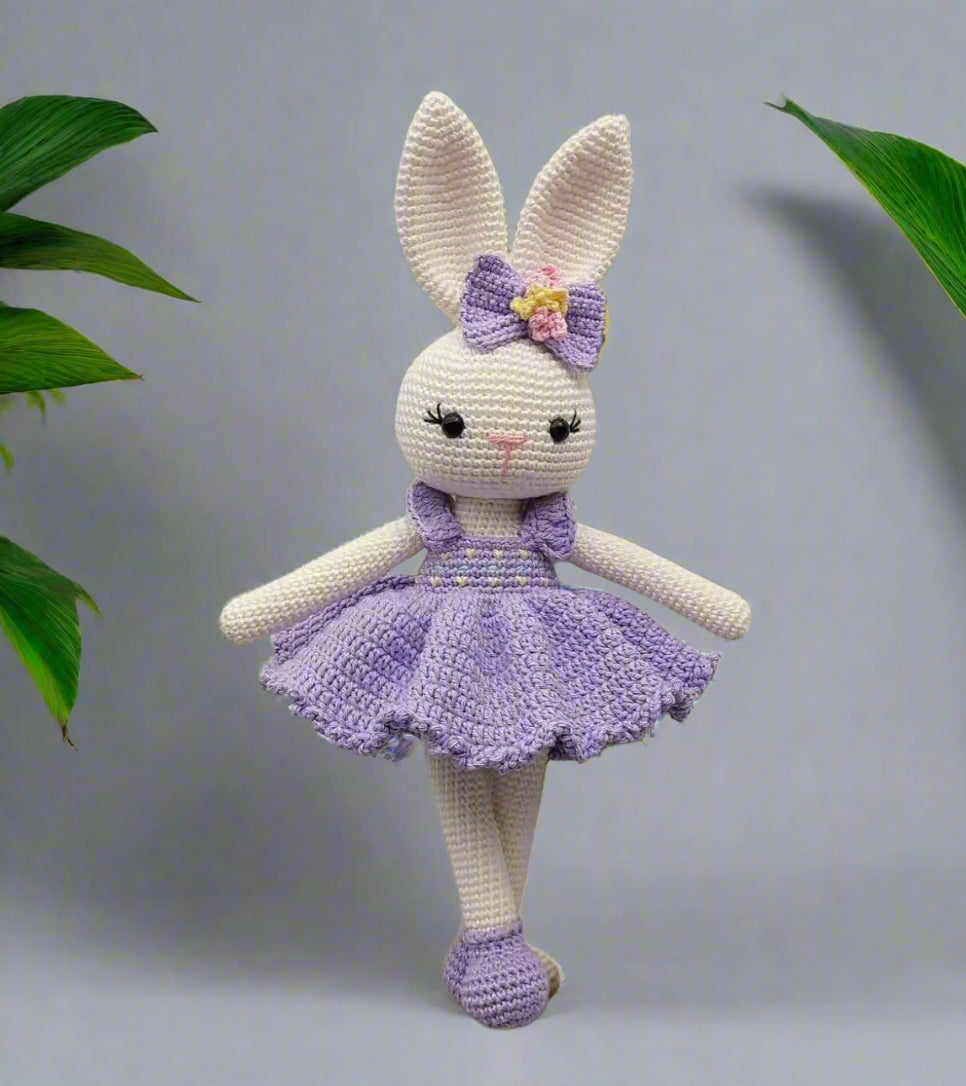 Handmade Crochet Bunny Girl Doll with Fancy Dress