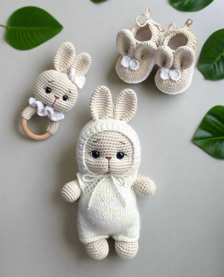 Handmade Crochet Bunny Toy Gift Set (3pc)