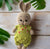 Handmade Crochet Cute Bunny in Green Jumpsuit with Mushrooms??