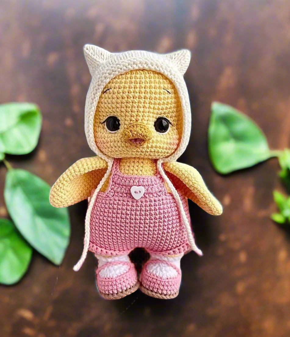 Handmade Crochet Cute Duck in Pink Jumper