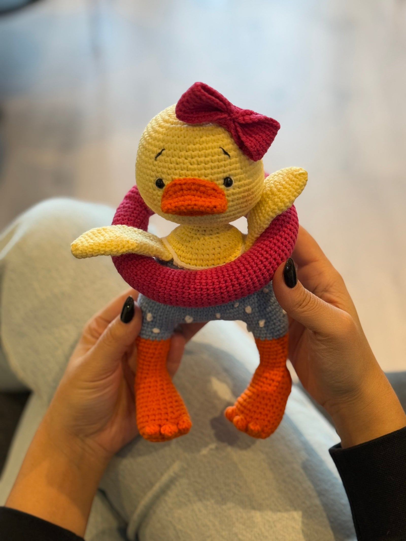 Handmade Crochet Cute Duck with Life Jacket