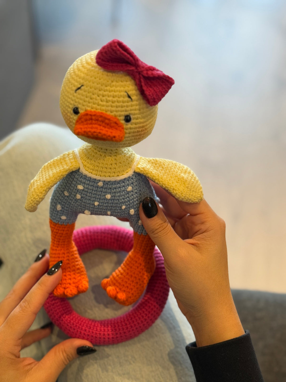 Handmade Crochet Cute Duck with Life Jacket