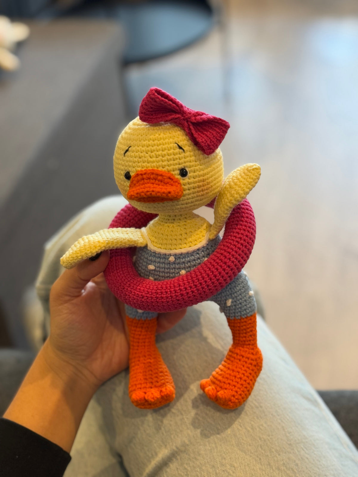 Handmade Crochet Cute Duck with Life Jacket