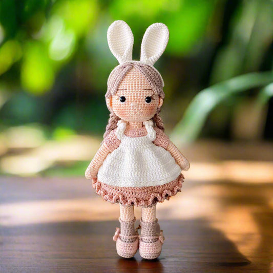 Handmade Crochet Doll – Sweet Girl with Bunny Ears