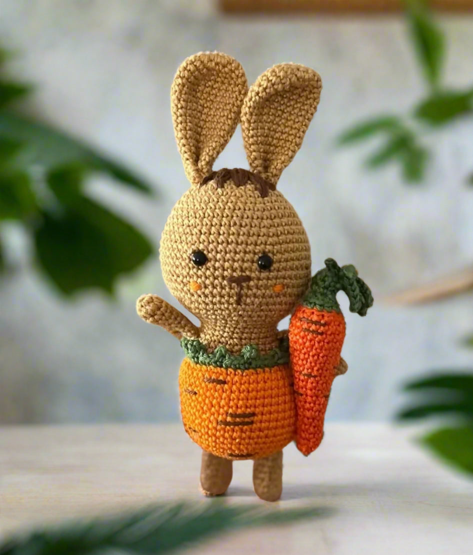 Handmade Crochet Easter Bunny with Carrot – Cute Spring Gift for Kids & Babies