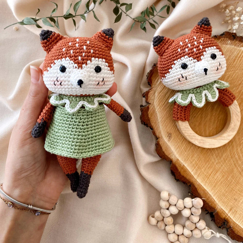 Handmade Crochet Fox Toy Gift Set (2pc)