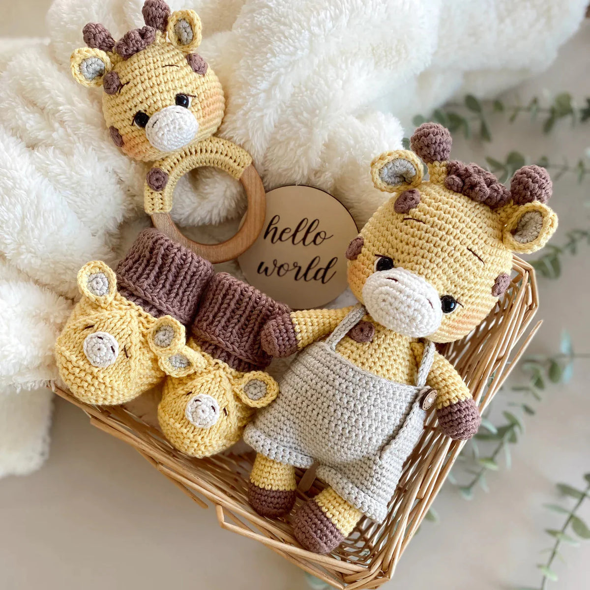 Handmade Crochet Giraffe Toy Gift Set (3pc)