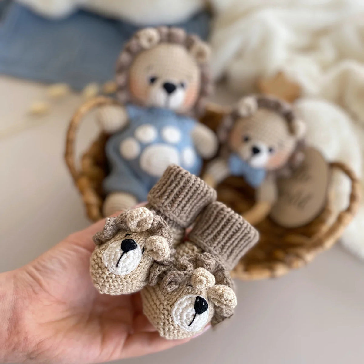 Handmade Crochet Lion Toy Gift Set (3pc)