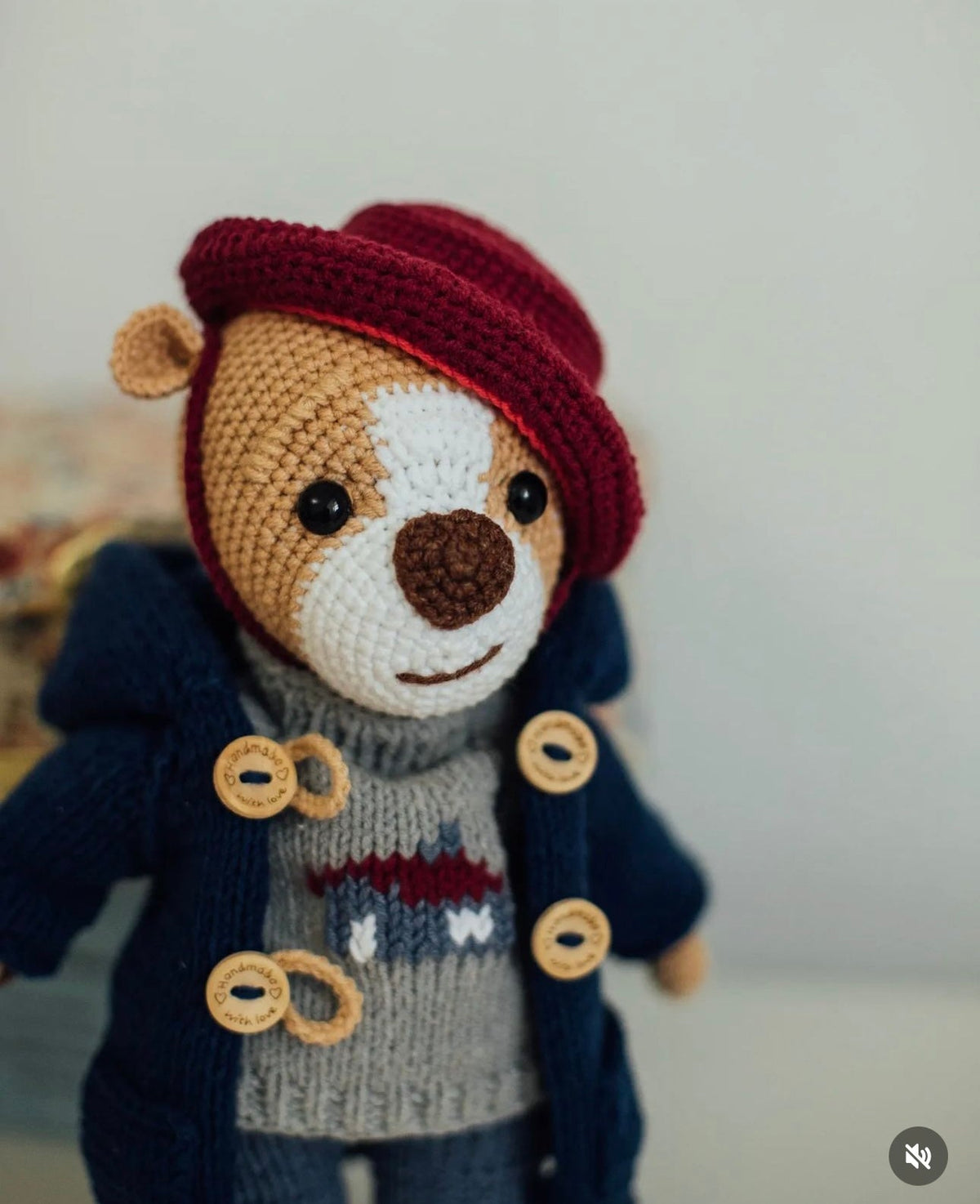 Handmade Crochet Paddington Bear Toy 35cm