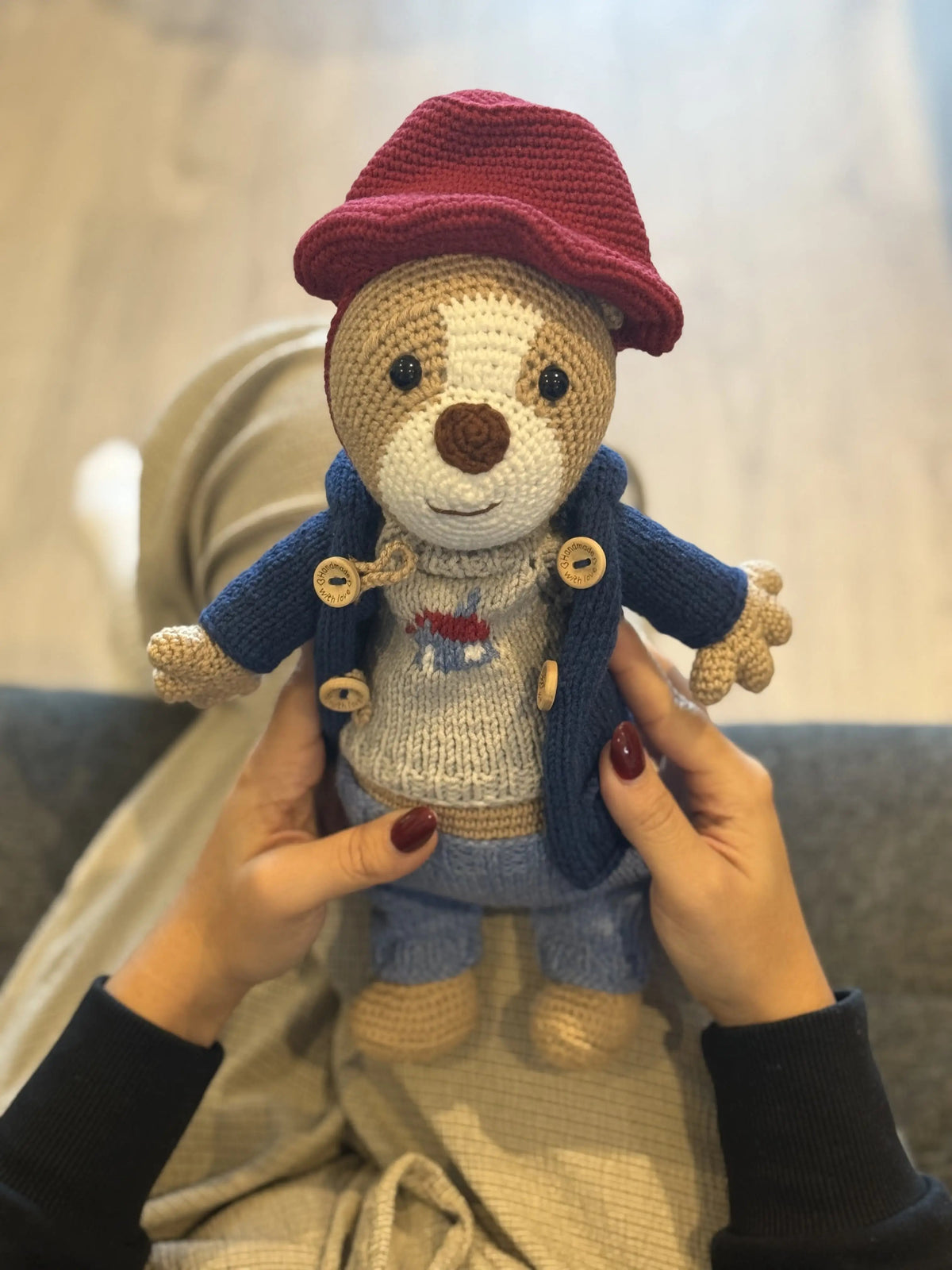 Handmade Crochet Paddington Bear Toy 35cm