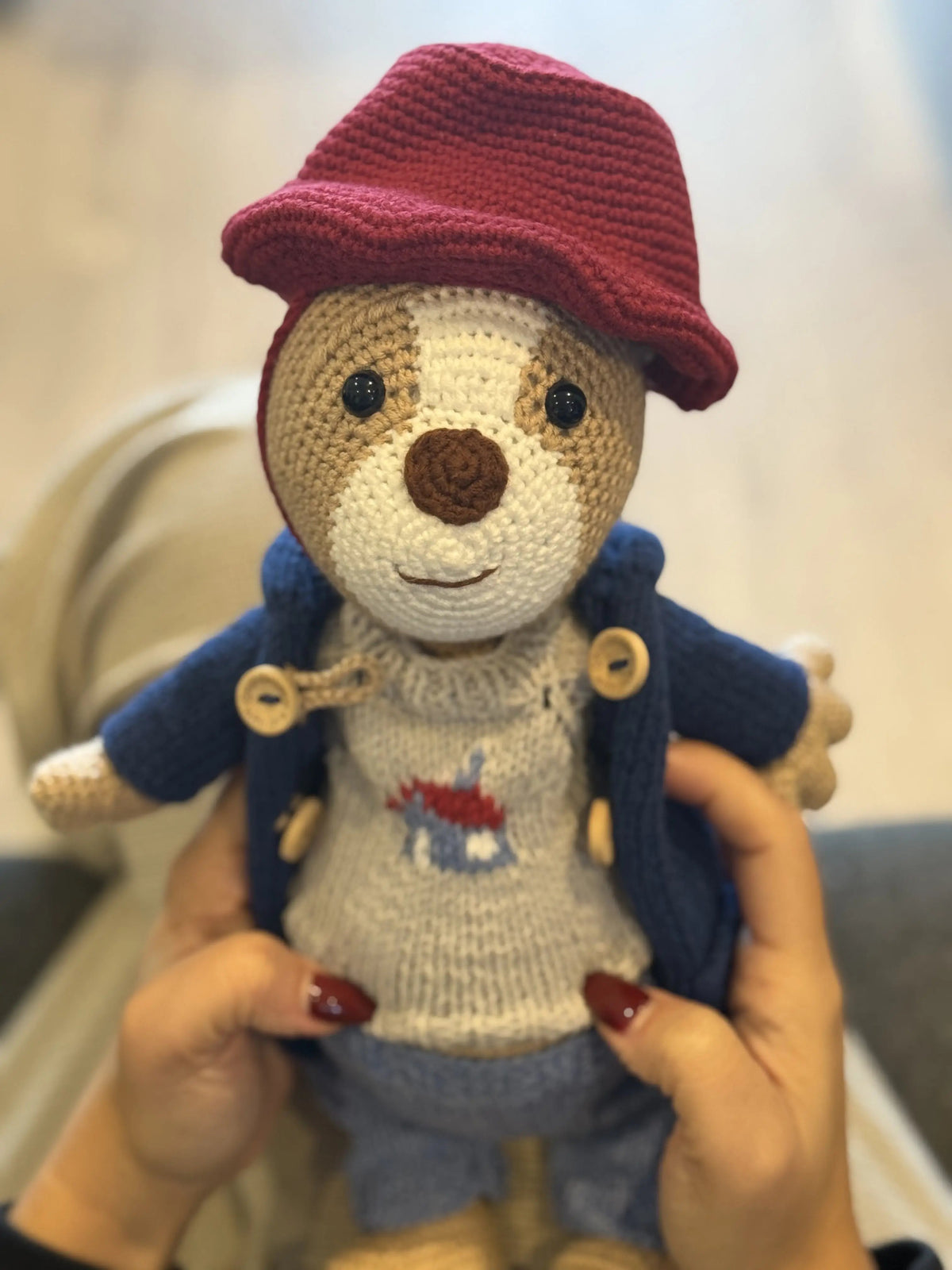 Handmade Crochet Paddington Bear Toy 35cm