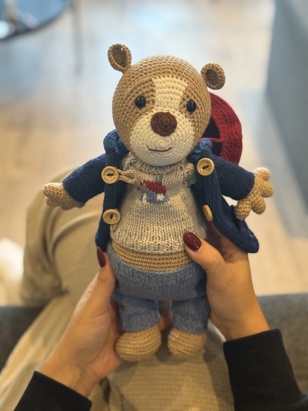 Handmade Crochet Paddington Bear Toy 35cm