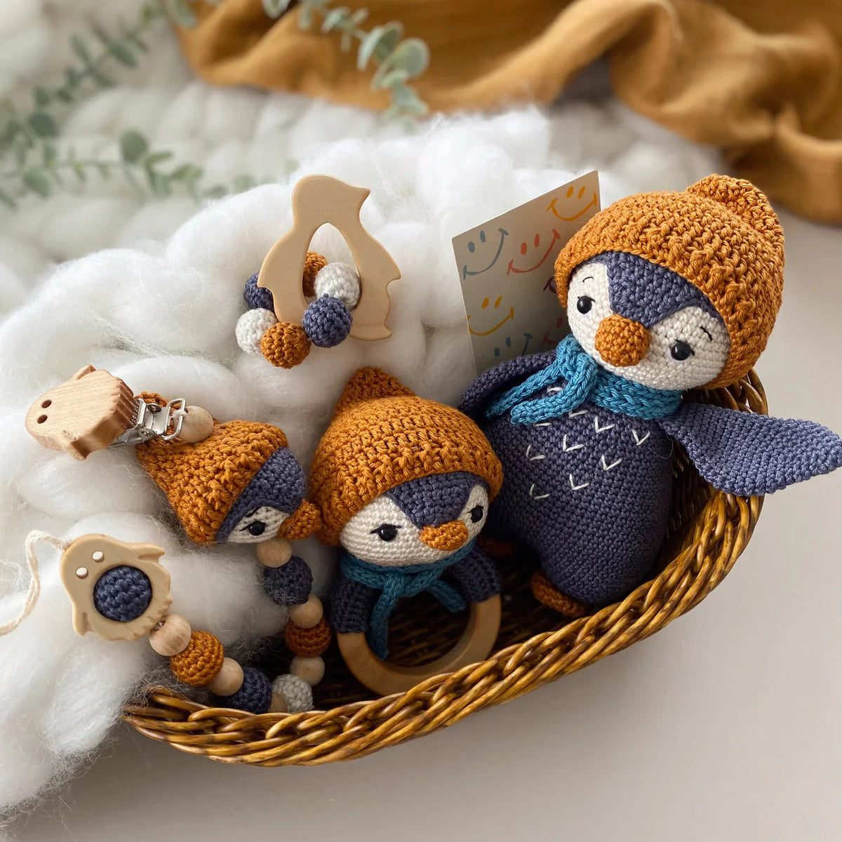 Handmade Crochet Penguin Toy Gift Set (4pc)