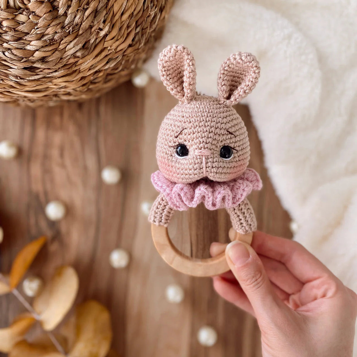 Handmade Crochet Pink Dress Bunny Toy Gift Set (3pc)