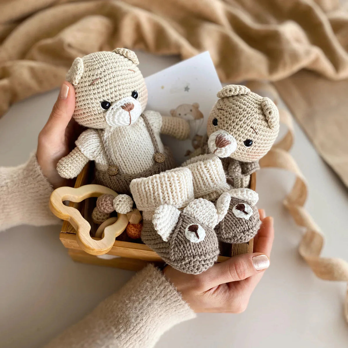 Handmade Crochet Tedy Bear Toy Gift Set (4pc)