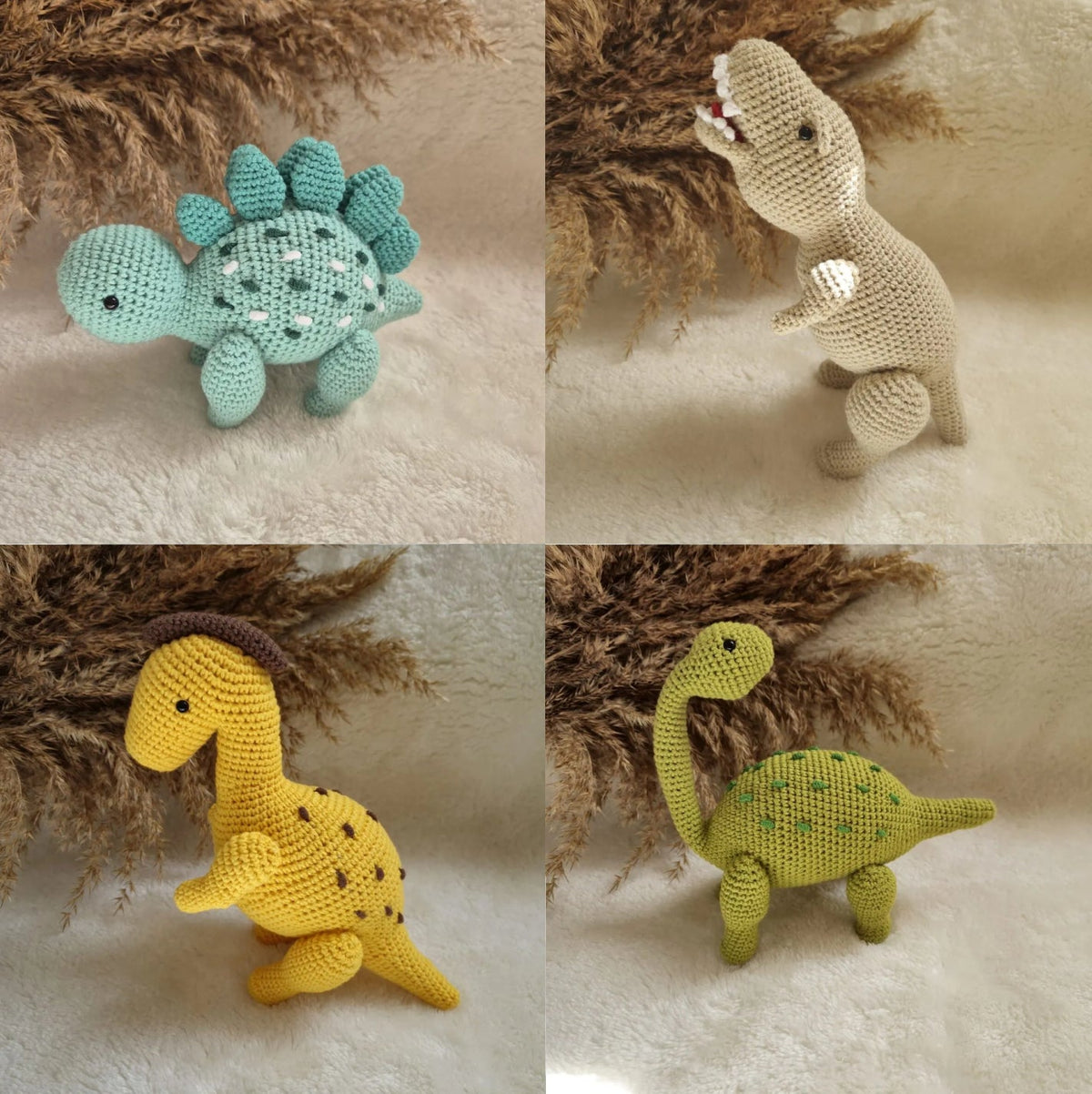 Handmade Crochet Dino Toy Set 4pc