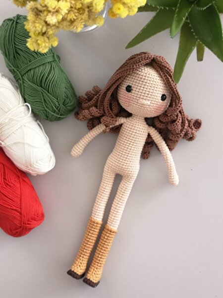 Crochet Doll in Red Dress Toy