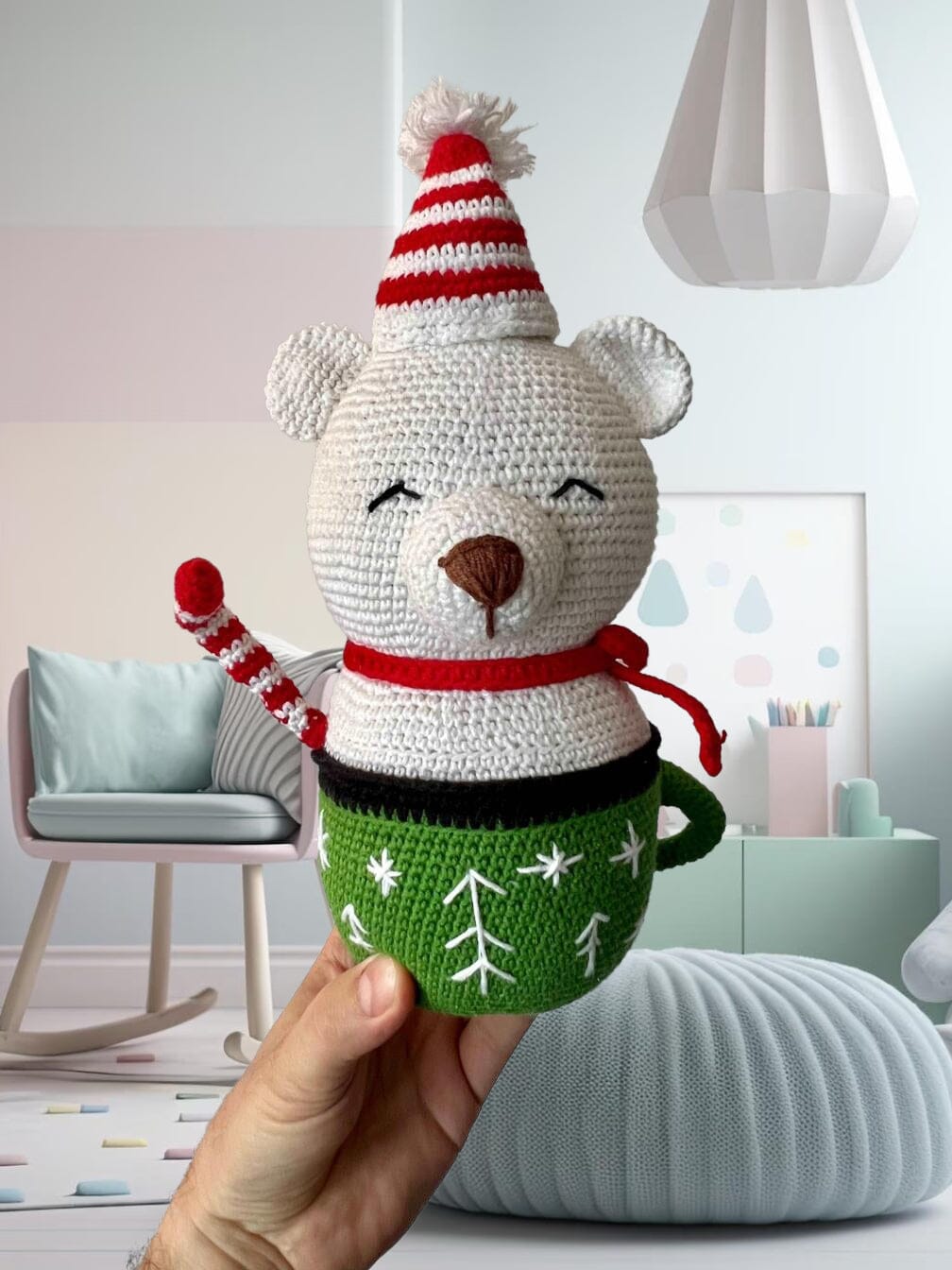 Crochet Bear inside Cup