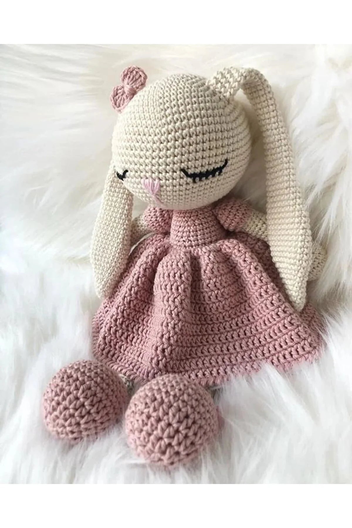 Crochet Cute Long Ear Sleeping Bunny Toy