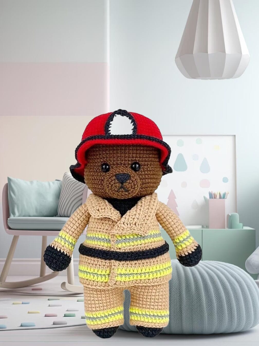 Crochet Firefighter Teddy Bear Toy