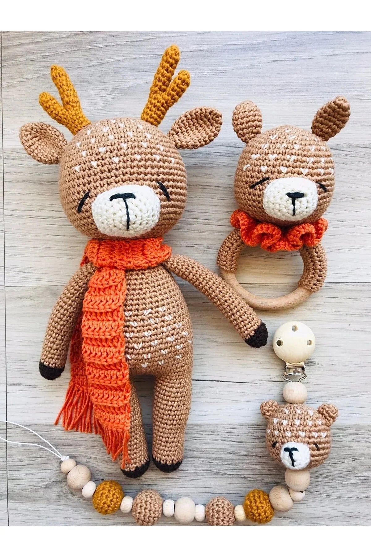 Crochet Toy Gift Set Cute Reindeer 3pc