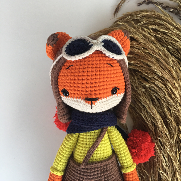 Crochet Pilot Fox Boy Toy